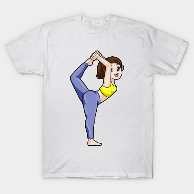 Woman at Yoga Stretching exercises Legs T-Shirt by Markus Schnabel